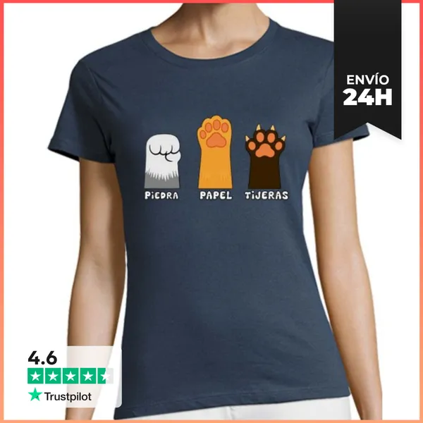 Camiseta Mujer Clásica Piedra, Papel, Tijeras LaTostadora