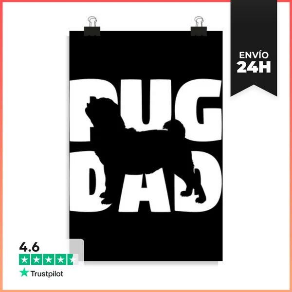 Póster Vertical Papá De Pug Regalo De Pug Papá Perro Papá