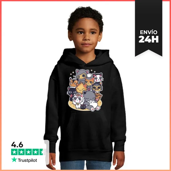Sudadera Para Niños Con Capucha Miyazaki Cats LaTostadora