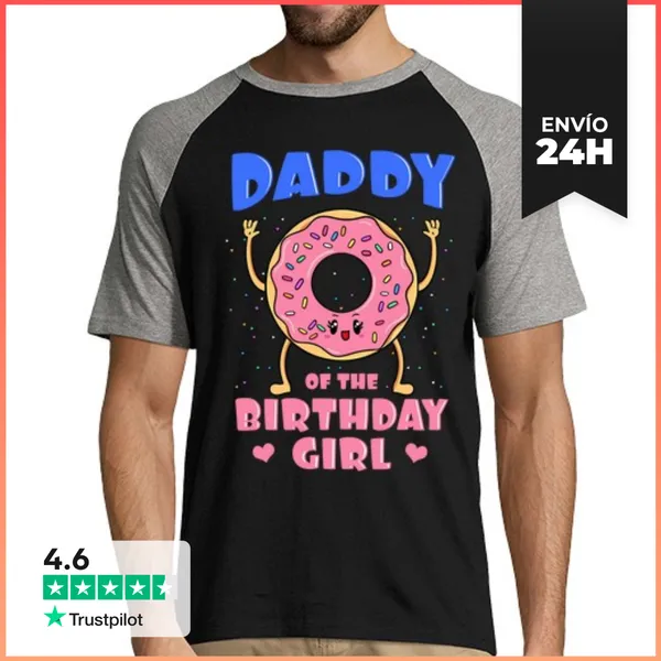 Camiseta Hombre, Estilo Béisbol Papá De La Niña De Cumpleaños