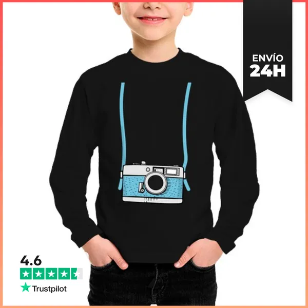 Camiseta Manga Larga Para Niños Cámara Falsa Turista Falso