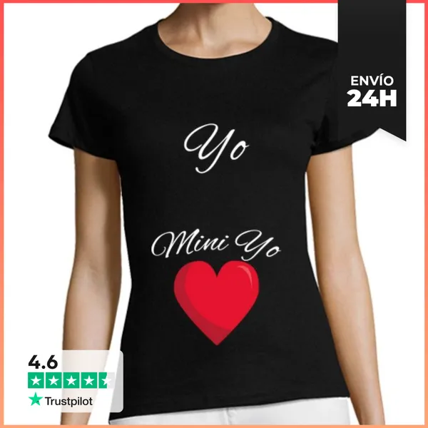 Camiseta Mujer Clásica Yo Y Mini Yo Corazon Letras Blanco Emba
