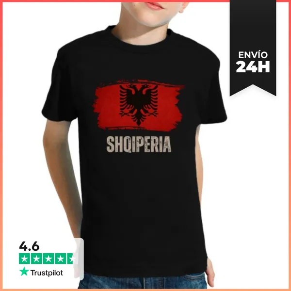 Camiseta Clásica Para Niños Bandera De Albania Vintage Grunge