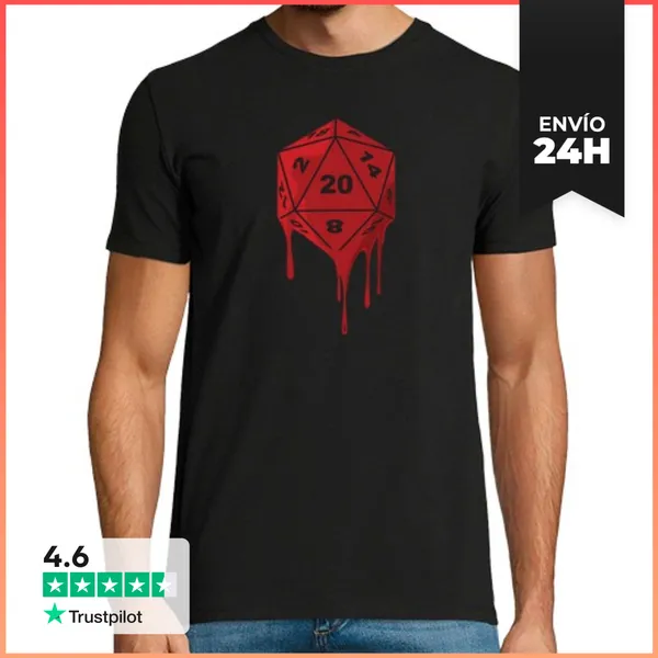 Camiseta Hombre Clásica Dado Jugador Rpg D20 Juego De Rol