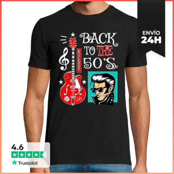 Camiseta Hombre Clásica Camiseta Rock N Roll Party Rocker