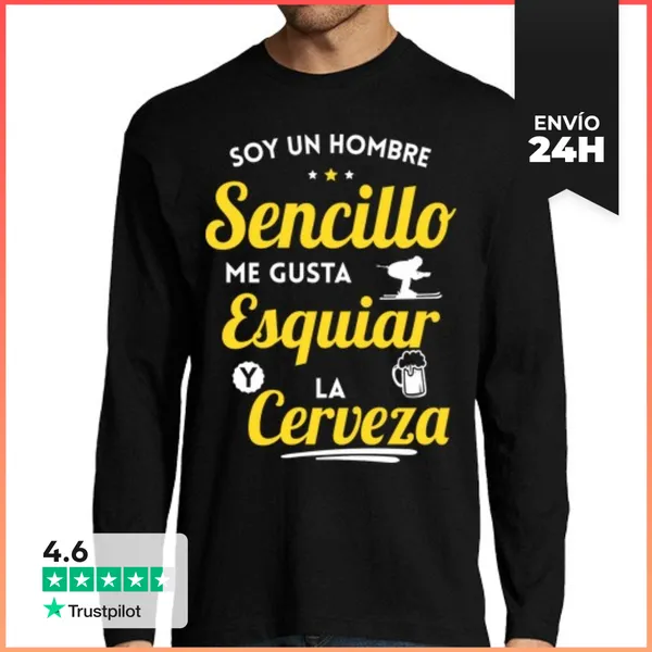 Camiseta Hombre Manga Larga Soy Un Hombre Sencillo Me Gusta