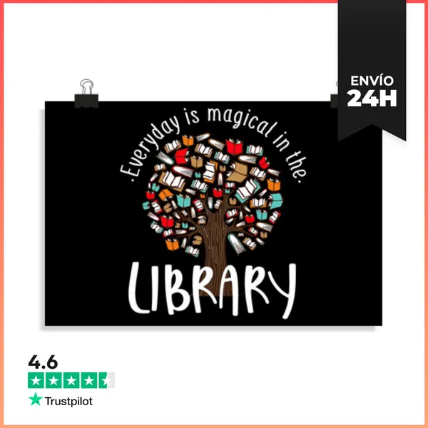 Póster Horizontal Cada Día Es Mágico En El Libro De La Biblioteca