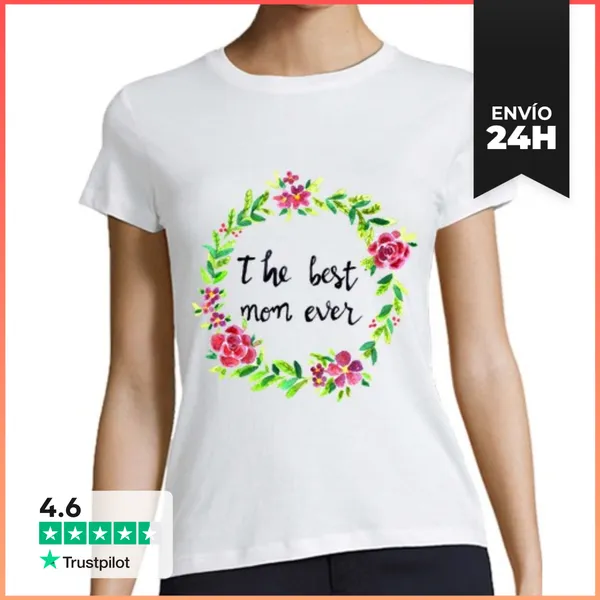 Camiseta Mujer Clásica La Mejor Madre Del Mundo Best Mom Ever