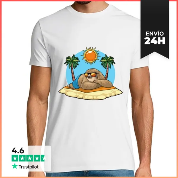 Camiseta Hombre Clásica Palmeras De Verano Perezosas LaTostadora