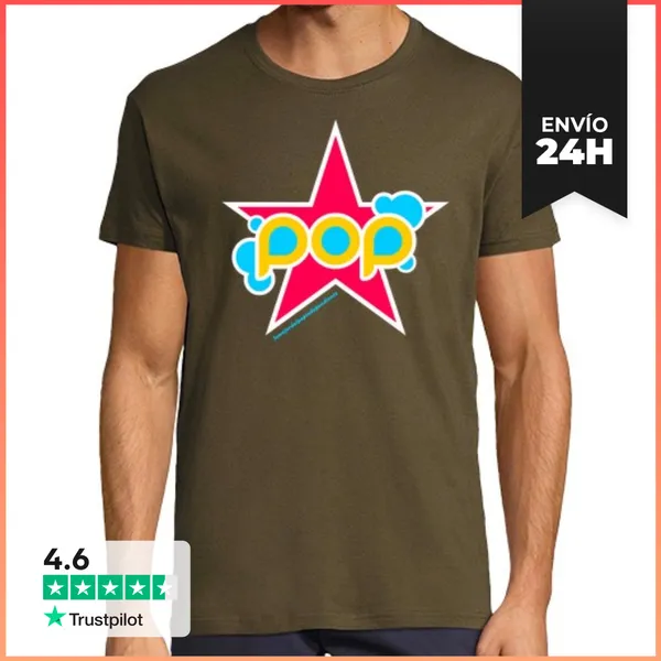 Camiseta Hombre Clásica POP Star Blanco LaTostadora
