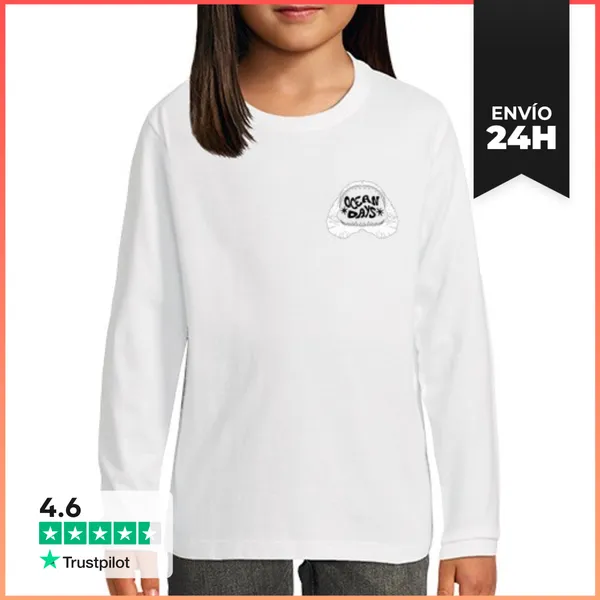 Camiseta Manga Larga Para Niños TIBURONES Y OCEAN DAYS