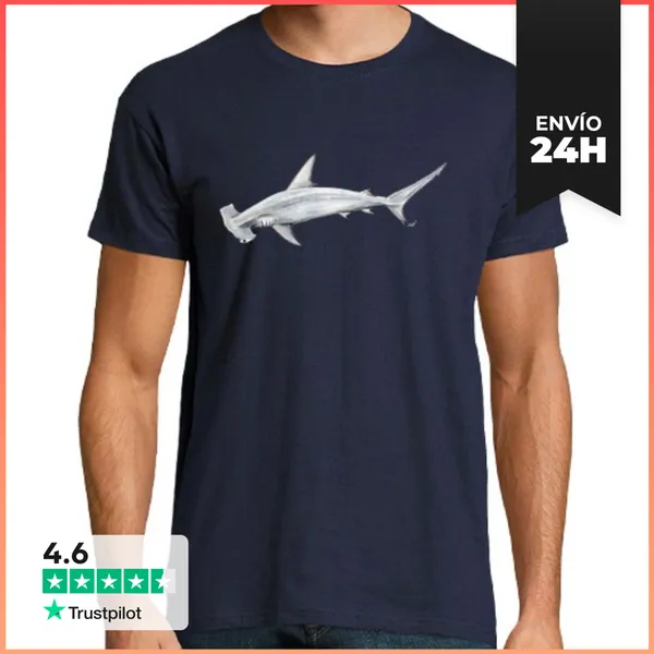 Camiseta Hombre Clásica Tiburón Martillo Camiseta Hombre