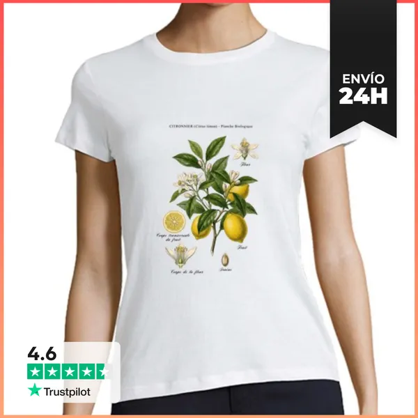 Camiseta Mujer Clásica Estudio Botánico De Limonero Vintage