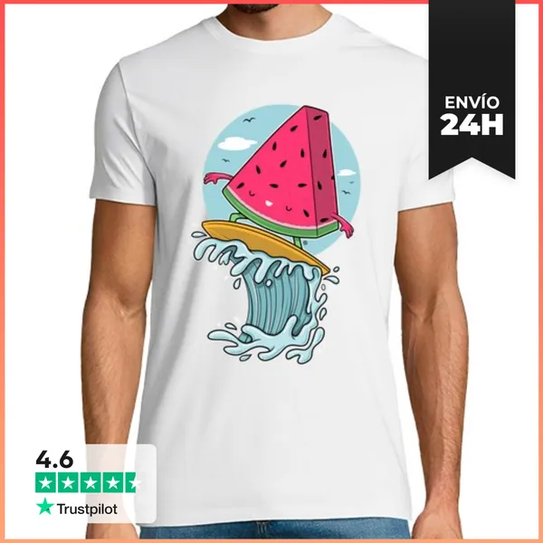 Camiseta Hombre Clásica Watermelon Surfer LaTostadora