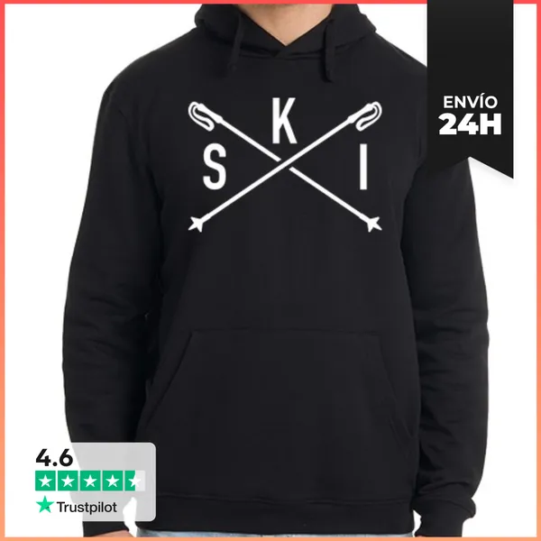 Sudadera Unisex Con Capucha Esquí Hipster LaTostadora