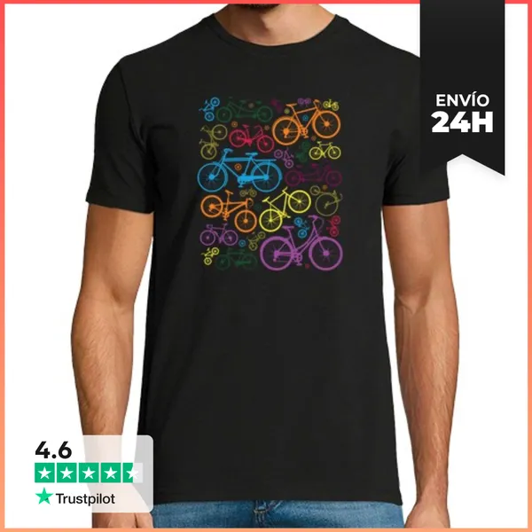 Camiseta Hombre Clásica Bicicletas De Colores LaTostadora
