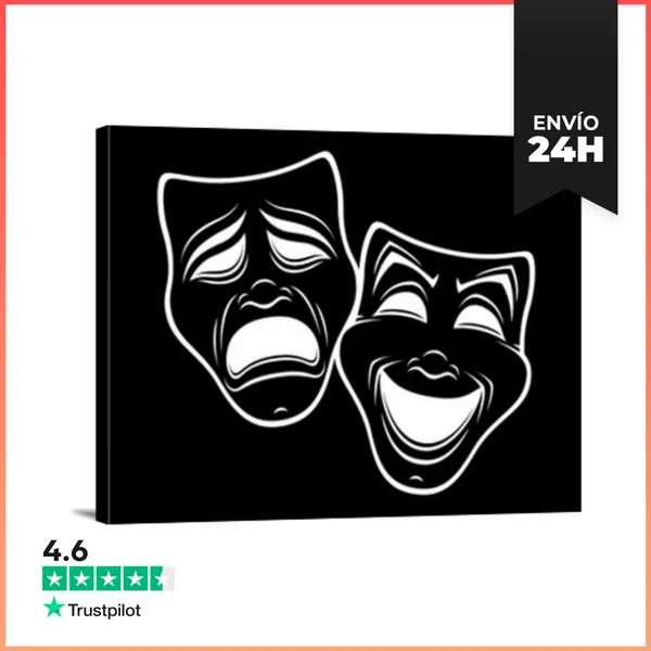 Lienzo Horizontal Máscaras De Teatro Invertidas LaTostadora