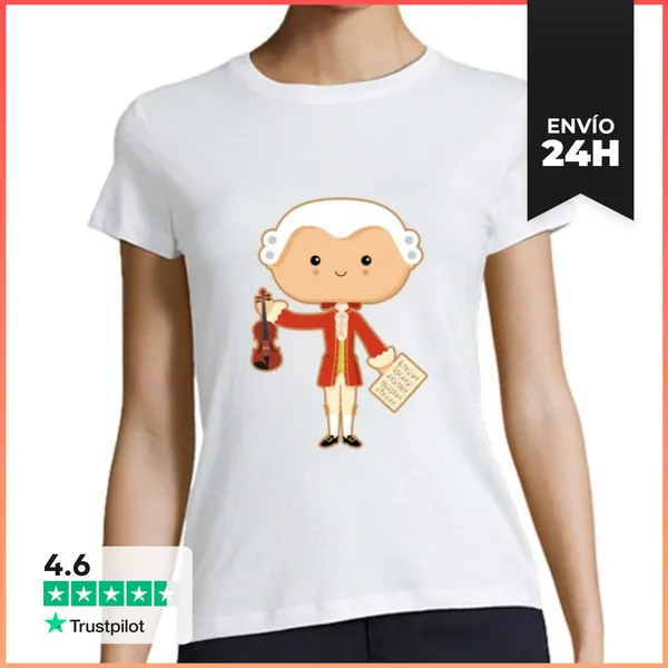 Camiseta Mujer Clásica Mujer, Manga Corta, Blanca, Calidad