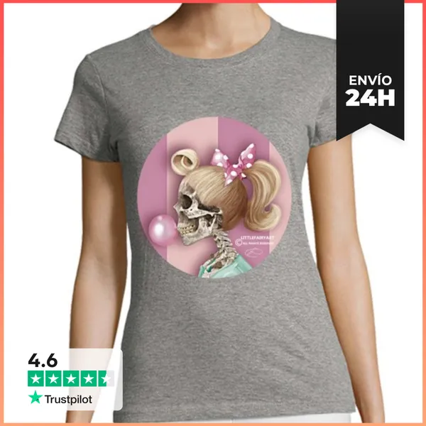 Camiseta Mujer Clásica Pin Up Skull Gum LaTostadora
