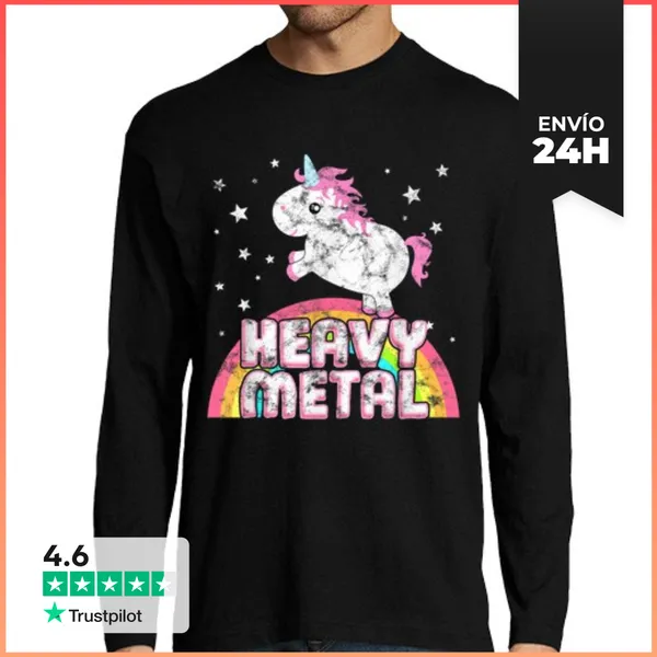 Camiseta Hombre Manga Larga Divertido Irónico Genial Unicornio
