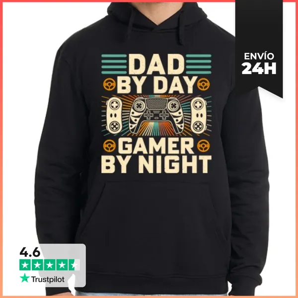 Sudadera Unisex Con Capucha DAD BY DAY GAMER BY NIGHT LaTostadora