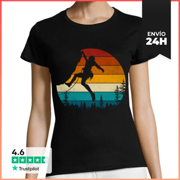 Camiseta Mujer Clásica ESCALADA MONTAÑA PUESTA DE SOL RETRO
