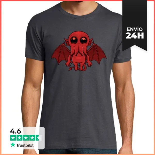 Camiseta Hombre Clásica Adorable Monstruo Marino Rojo Cthulhu