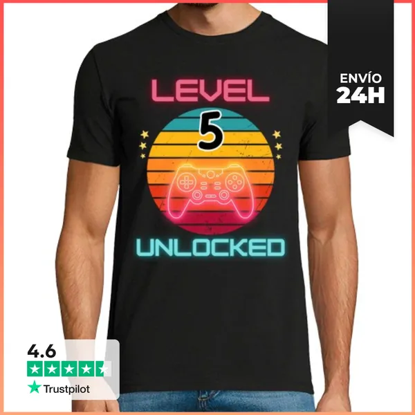 Camiseta Hombre Clásica Camiseta Level 5 Unlocked - Regalo 5º