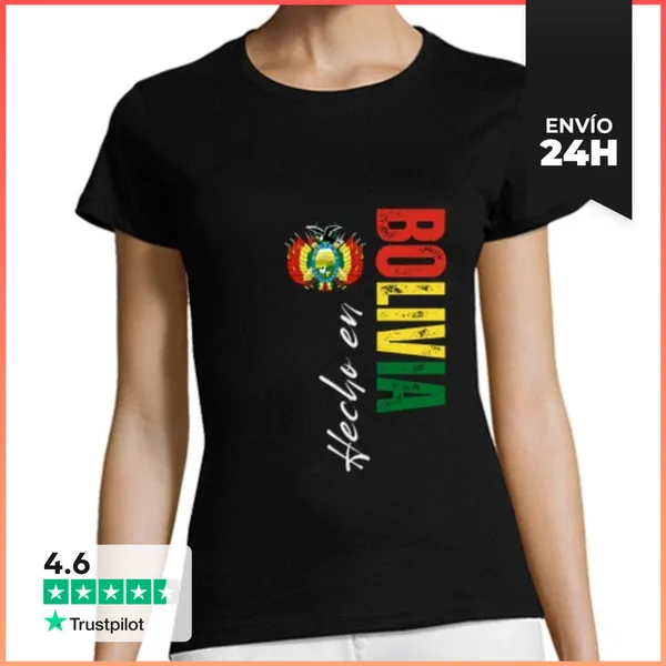 Camiseta Mujer Clásica Hecho En Bolivia, Amo Bolivia LaTostadora