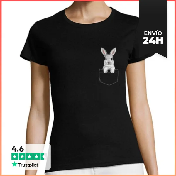 Camiseta Mujer Clásica Conejito Conejo Conejito De Pascua Flor
