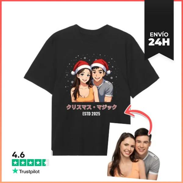 Camiseta Oversize Magia Navideña Foto Efectos LaTostadora