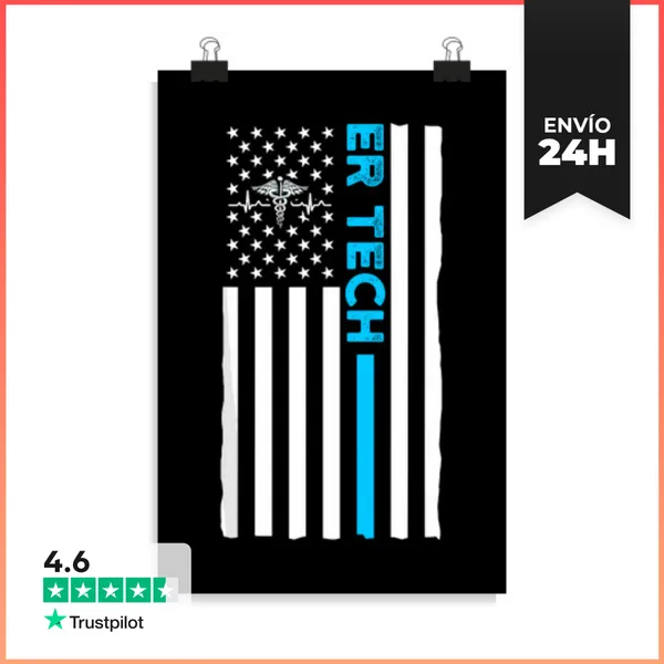 Póster Vertical Técnico De Emergencias Bandera De EE UU Sala De