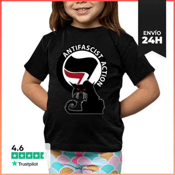 Camiseta Clásica Para Niños Camiseta Infantil - Gato Antifa