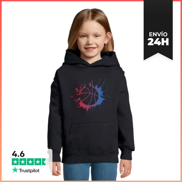 Sudadera Para Niños Con Capucha Pintura Estilo Baloncesto