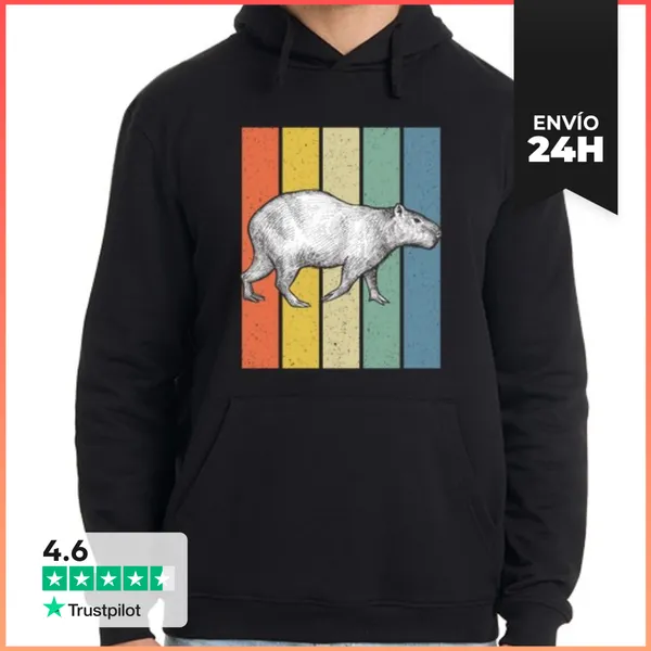 Sudadera Unisex Con Capucha Diseño Retro De Capibara LaTostadora