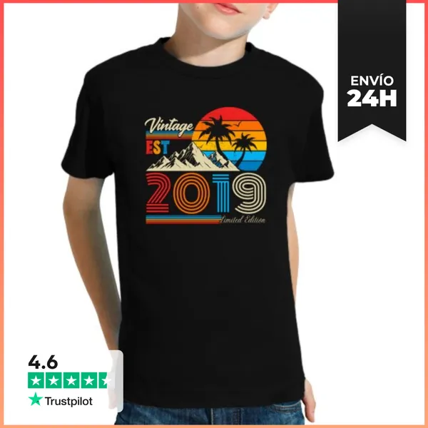 Camiseta Clásica Para Niños Vintage 2019 Estilo Retro Palmeras