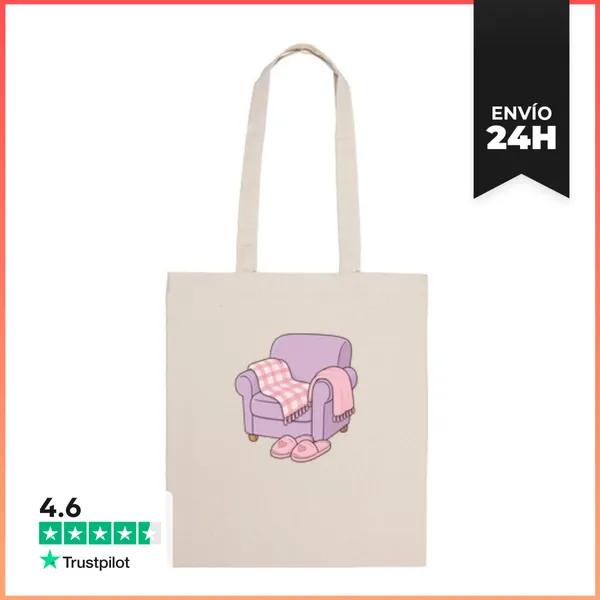 Bolsa De Tela Sillón Violeta Con Manta Rosa Y Zapatillas Corazón