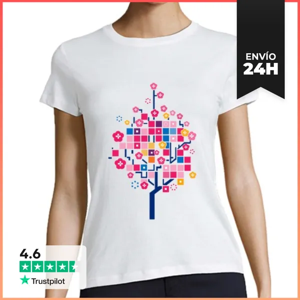 Camiseta Mujer Clásica Árbol De Cereza Gráfico LaTostadora
