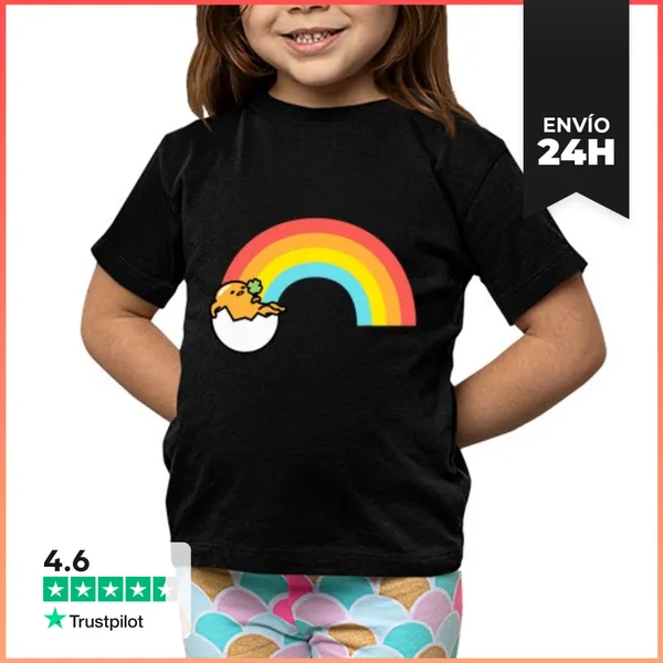 Camiseta Clásica Para Niños Gudetama Olla De Oro Arcoiris San