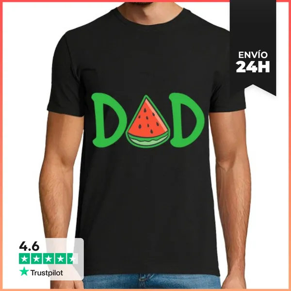 Camiseta Hombre Clásica Papá Sandía Divertido Verano Melón Fruta