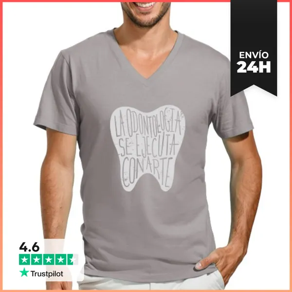 Camiseta Hombre, Cuello Pico La Odontología Es Un Arte