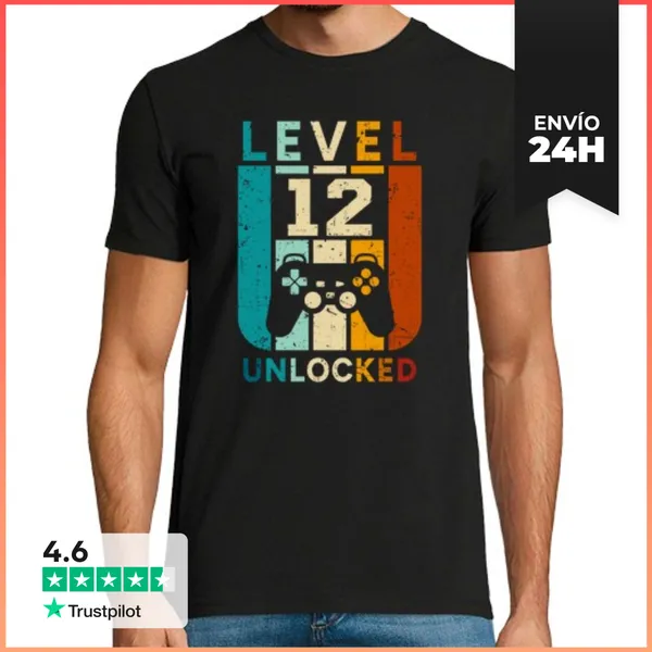 Camiseta Hombre Clásica 12 Level Unlocked Colores 000015