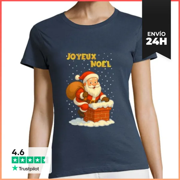 Camiseta Mujer Clásica Papá Navidad Y Chimenea LaTostadora
