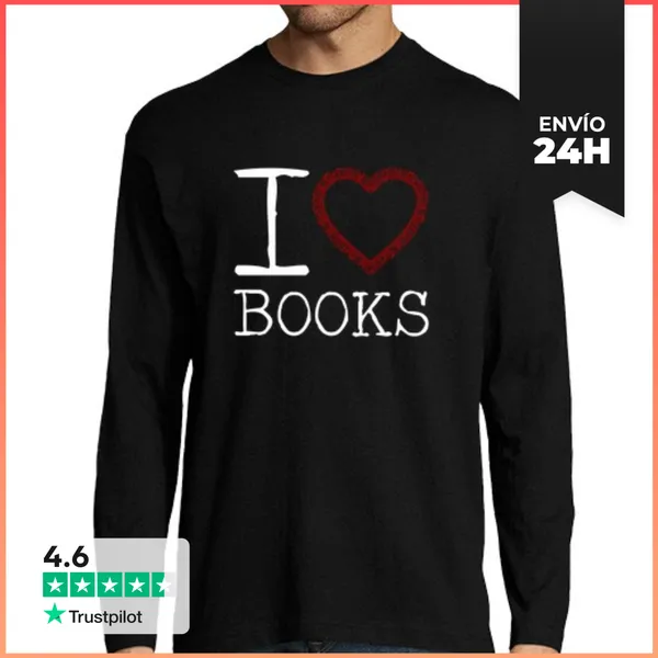 Camiseta Hombre Manga Larga Books Camiseta Manga Larga Hombre