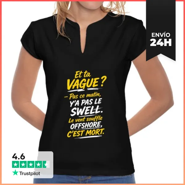 Camiseta Mujer Cuello Mao El Viento Sopla Mar Adentro Está Muerto