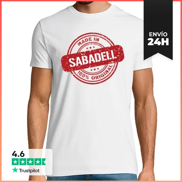 Camiseta Hombre Clásica Sabadell Hecho En Ciudad Rojo 000003