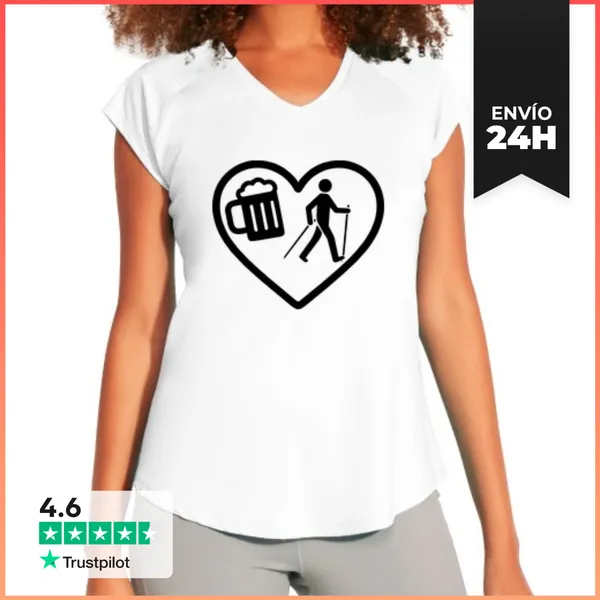 Camiseta Deportiva Mujer Humor Aperitivo Marcha Nórdica Abuelo