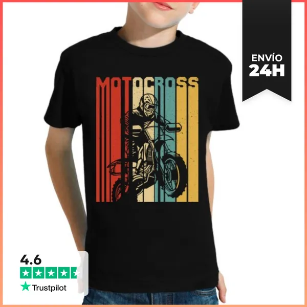 Camiseta Clásica Para Niños MOTOCROSS MOTO RETRO VINTAGE