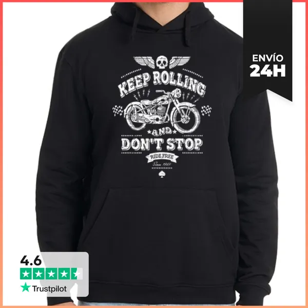 Sudadera Unisex Con Capucha Keep Rolling And Don't Stop