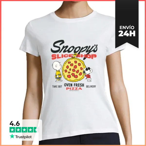 Camiseta Mujer Clásica Joe Cool Pizzeria Charlie Brown